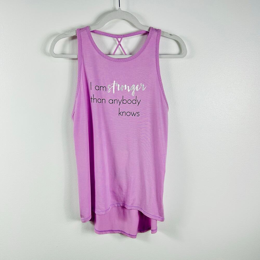 NEW Calia by Carrie Underwood Purple Athletic Graphic Tank I Am Stronger Small